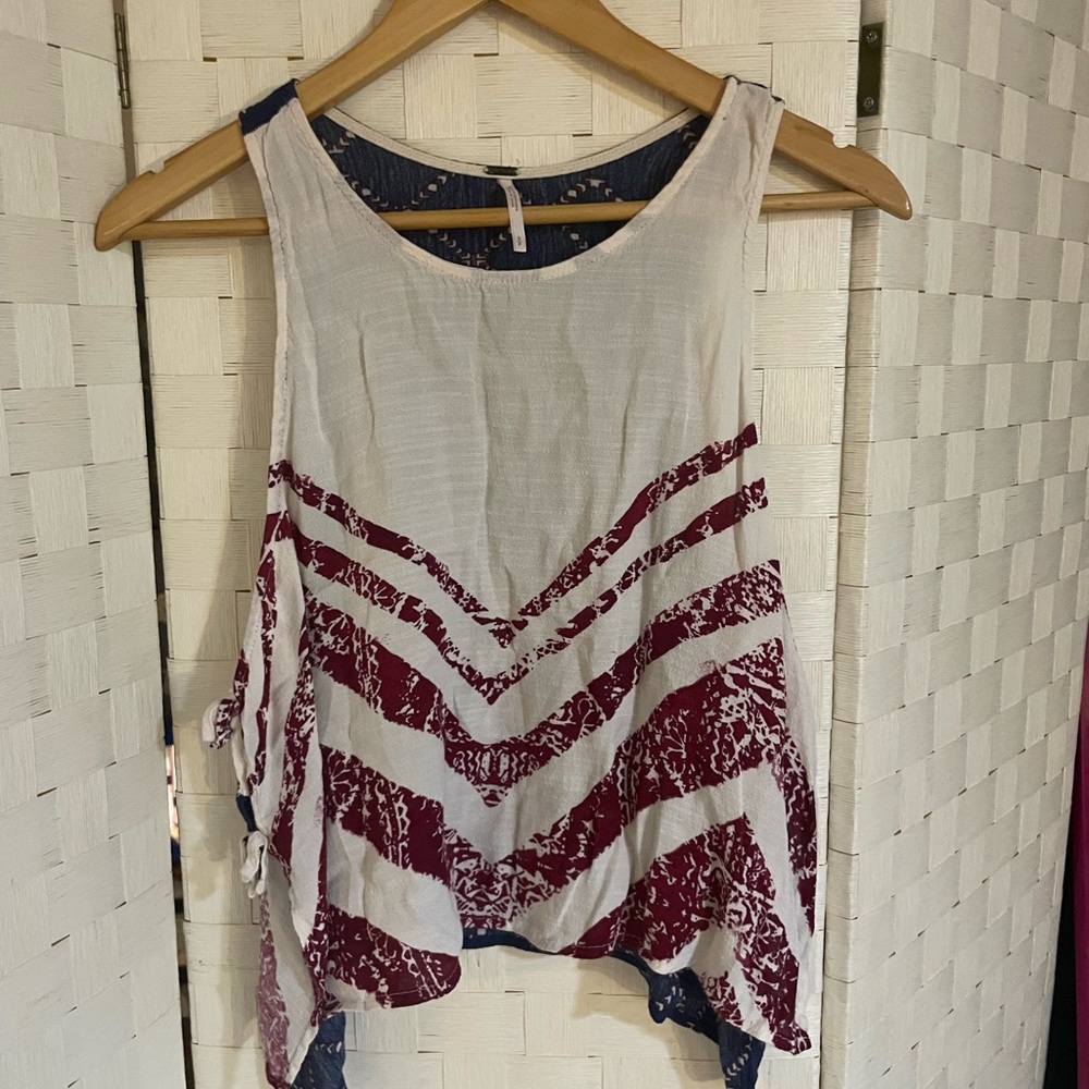 Free People Red and White Chevron Tank Top